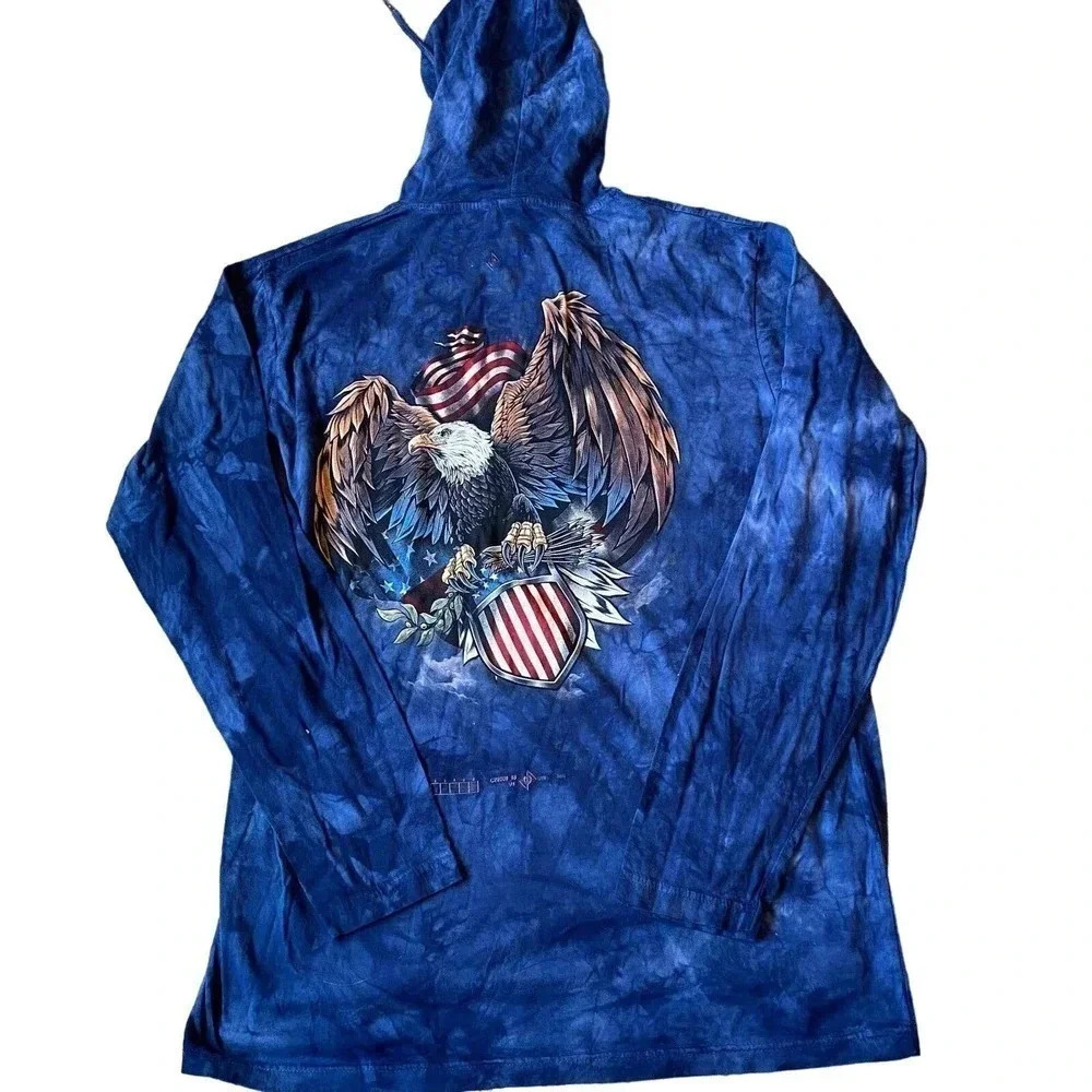 The Mountain Tied American Eagle Graphic Tee Hooded Unisex Adult Size L